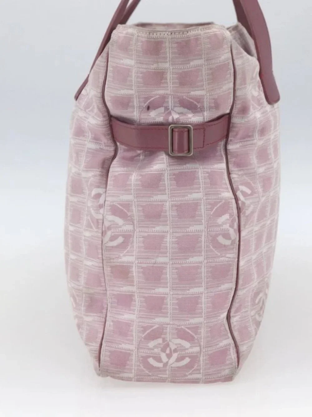 CHANEL New Travel line Tote Bag Pink Silver CC Auth 168739